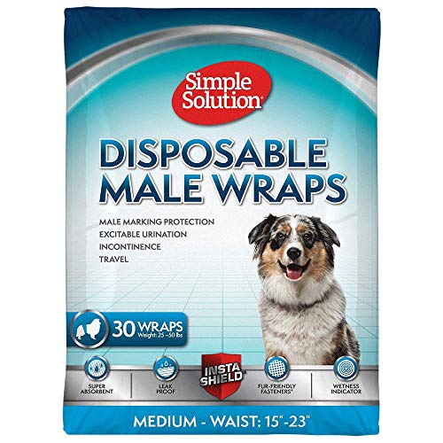 Product Cover Simple Solution Disposable Dog Diapers for Male Dogs | Male Wraps with Super Absorbent Leak-Proof Fit | Excitable Urination, Incontinence, or Male Marking | Medium | 30 Count