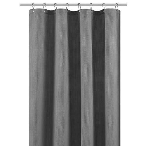 Product Cover Stall Shower Curtain Fabric 48 x 72 inch, Waffle Weave, Hotel Collection, 230 GSM Heavy Duty, Water Repellent, Machine Washable, Gray Pique Pattern Decorative Bathroom Curtain