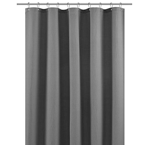 Product Cover Shower Curtain Fabric 60 x 72 inch, Waffle Weave, Hotel Collection, 230 GSM Heavy Duty, Water Repellent, Machine Washable, Gray Pique Pattern Decorative Bathroom Curtain