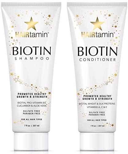Product Cover Hairtamin Hair Growth Shampoo and Conditioner Set - Paraben & Sulfate Free, Volumizing & Moisturizing, Best Natural Biotin Shampoos and Conditioners, Gentle Moisturizer on Curly & Color Treated Hair