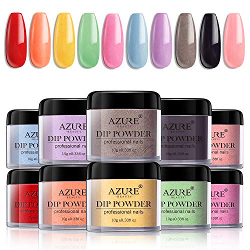 Product Cover Dip Powder Nail Set for Nail Art 10 Fruity Colors Collection,Dip Powders Nails for French Nail Manicure Nail Art Set Essential Set No UV/LED Nail Lamp Needed