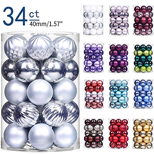 Product Cover XmasExp 34ct Christmas Ball Ornaments Shatterproof Christmas Ornaments Set Decorations for Xmas Tree Balls 40mm/1.57