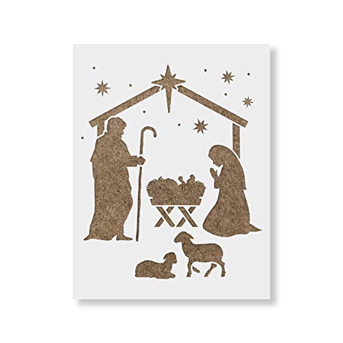 Product Cover Nativity Manger Stencil - Reusable Christmas Stencil for Painting - Available in Multiple Sizes