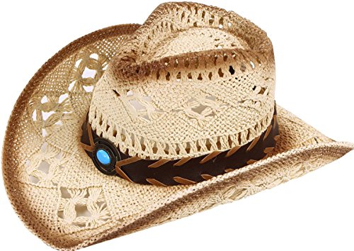 Product Cover YoungLove Men and Women Sun Hat Costume Straw Cowboy Hat with Decors