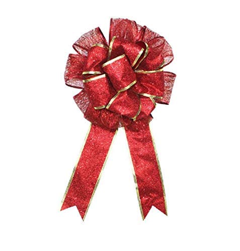 Product Cover EBTOYS Christmas Tree Bow Topper Gift Bow Tree Topper Bow Indoor Outdoor Handmade Decoration for Wreaths Tree Toppers - (Red)