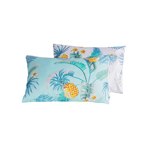 Product Cover Carisder Floral Pillowcases 2 Packs, Stardard Size 100% Brushed Microfiber Ultra Soft Pillow Lightweight Covers Envelope Closure End (Twin/Queen, AB Version Pineapple)