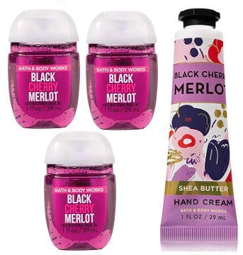 Product Cover Bath and Body Works 3 Pack Black Cherry Merlot Pocketbac Hand Sanitizer 1 Oz and Hand Cream 1 Oz.