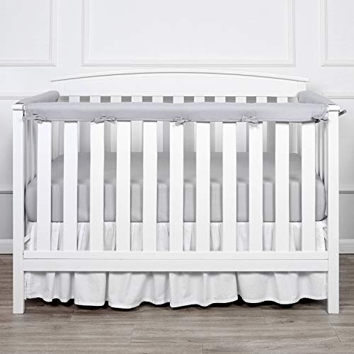 Product Cover TILLYOU 3-Piece Padded Baby Crib Rail Cover Protector Set from Chewing, Safe Teething Guard Wrap for Standard Cribs, 100% Silky Soft Microfiber Polyester, Fits Side and Front Rails, Pale Gray
