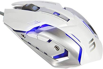 Product Cover LENRUE V1 Gaming Mouse Wired, Ergonomic Computer Mice with 6 Programmable Buttons, 4 Circular & Breathing LED Light, 4 Adjustable DPI Up to 2400 for PC Mac Laptop and Gamer (White)