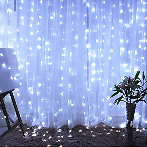 Product Cover Twinkle Star 600 LED Window Curtain String Light Christmas Wedding Party Garden Bedroom Indoor Outdoor Wall Decoration, White