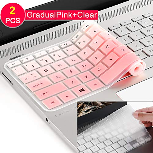 Product Cover [2Pack] Keyboard Cover Skin for 15.6 HP Pavilion X360 15-BR075NR 15M-BP012DX BP011DX BP111DX BP112DX 15M-BQ021DX BQ121DX, 15-BS020NR 15-BS020WM 15-BS013DX 15-BW011DX, HP Envy 17M (gradualpink)