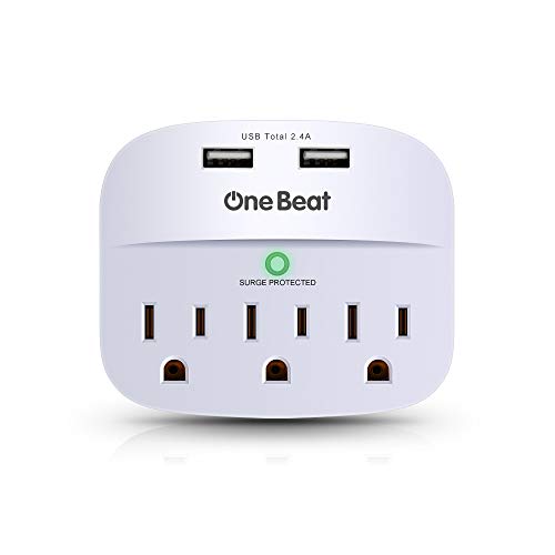 Product Cover 3-Outlet Surge Protector, Multi Plug Outlet Extender Power Strip with 2 USB Charging Ports 2.4 A, 490 Joules, ETL Certified-White for Home, School, Office