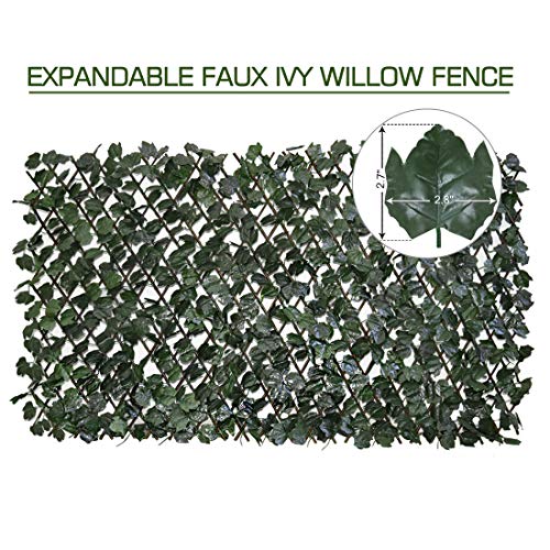 Product Cover Expandable Fence Privacy Screen for Balcony Patio Outdoor,Decorative Faux Ivy Fencing Panel,Artificial Hedges (Single Sided Leaves)