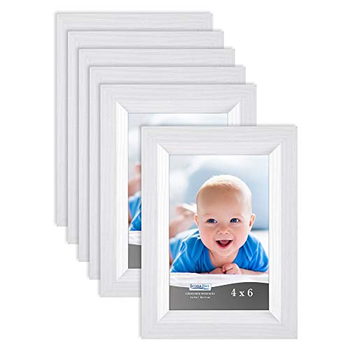 Product Cover Icona Bay 4x6 Picture Frame (6 Pack, Aspen White Wood Finish), White Photo Frame 4 x 6, Composite Wood Frame for Walls or Tables, Set of 6 Cherished Memories Collection