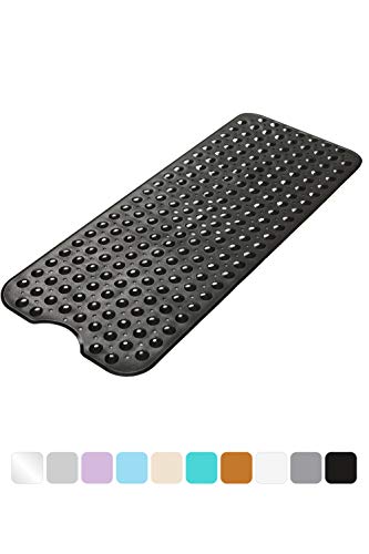 Product Cover AmazerBath Bath Tub Mat, Extra Long 39 x 16 Inches Non-Slip Shower Mats with Suction Cups and Drain Holes, Bathtub Mats Bathroom Mats Machine Washable (Black)