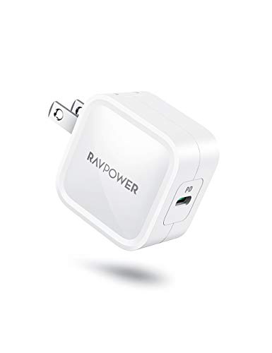 Product Cover USB C Wall Charger, RAVPower 30W PD 3.0 [GaN Tech] Type C Fast Charging Power Delivery Foldable Adapter，Compatible with iPhone 11/ Pro/Max, MacBook Air/Ipad Pro, Galaxy and More (White)