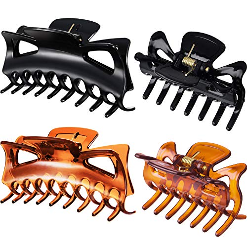 Product Cover Bememo 4 Pieces Plastic Hair Claw Clips Women Thick Hair Claw Clamps (2.4 Inches and 4.33 Inches)