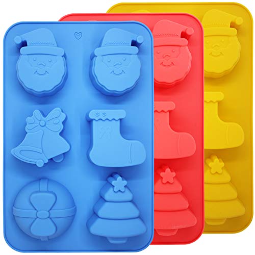 Product Cover SourceTon 3 Packs Christmas Silicone Baking Mold, Christmas Tree, Santa Claus, Shape Mold for Candy, Pudding, Ice Cube, Handmade Soap, Cake Decoration