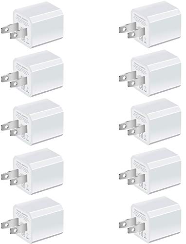 Product Cover Boost Chargers 5W USB Power Adapter [10-Pack] Wall Charger 1A Cube for Plug Outlet Compatible for iPhone 8 / X / 7 / 6S / Plus +, iPad, Samsung Galaxy, Motorola, HTC, Other Smartphones (White)