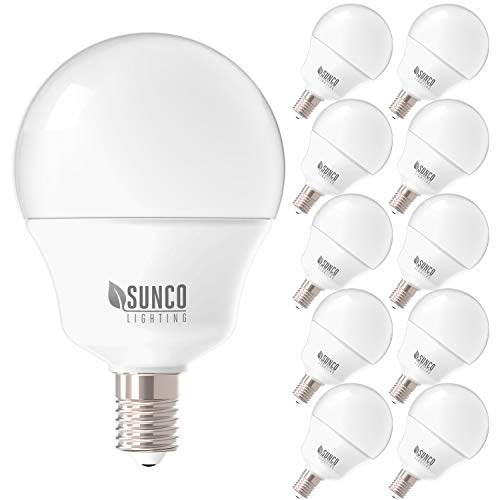 Product Cover Sunco Lighting 10 Pack G14 LED Globe, 5W=40W, Candelabra Bulb, 450 LM, 5000K Daylight, Small Edison Screw Base E12, Frosted - UL + Energy Star