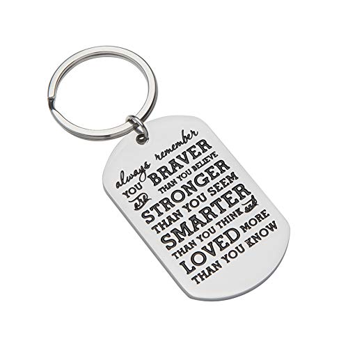 Product Cover Inspirational Gifts for Teenage Girl Stocking Stuffers for Teens Girls Boys Women Engraved Keychain Always Remember You are Braver Than You Believe Graduation Birthday Gift for Teen Boys Kids