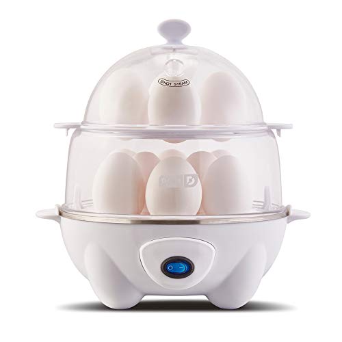 Product Cover Dash DEC012WH Deluxe Rapid Egg Cooker: Electric, 12 Capacity for Hard Boiled, Poached, Scrambled, Omelets, Steamed Vegetables, Seafood, Dumplings & More White