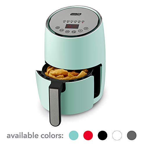 Product Cover DASH Compact Electric Air Fryer + Oven Cooker with Digital Display, Temperature Control, Non Stick Fry Basket, Recipe Guide + Auto Shut Off Feature, 1.6 L, up to 2 QT, Aqua