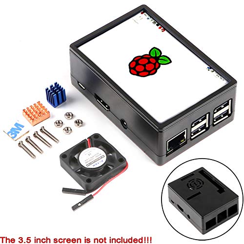 Product Cover MakerFocus Raspberry Pi 3 Case Protective Case, Raspberry Pi 3.5 inch Display Case, with Mini Cooling Fan Heatsink Kit for Raspberry Pi 3B, 3B+,2B,2B+ Compatible with Raspberry Pi 3.5 inch Display