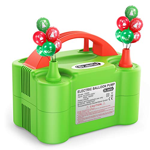 Product Cover Dr.meter Balloon Pump, 110V 600W Portable Christmas Decorations Electric Air Balloons Pump with Dual Nozzle Blower/Inflator for Party Decoration/Halloween/Wedding/Birthday/Sport/Christmas, Green