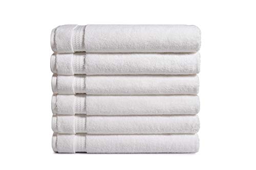 Product Cover Haven Cotton 100% Premium Cotton Bath Towel Set - Pack of 6, 27 x 54 Inches, 650 GSM, White