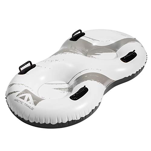 Product Cover Franklin Sports 91059XB Arctic Trails 2 Person Snow Tube Snow Sled - Snow Rider - Inflatable Sled - Double Snow Tube - Inflatable Sled - Kids - Youth - Inner Tube - Swim and Snow - River - Heavy Duty - Grey/White