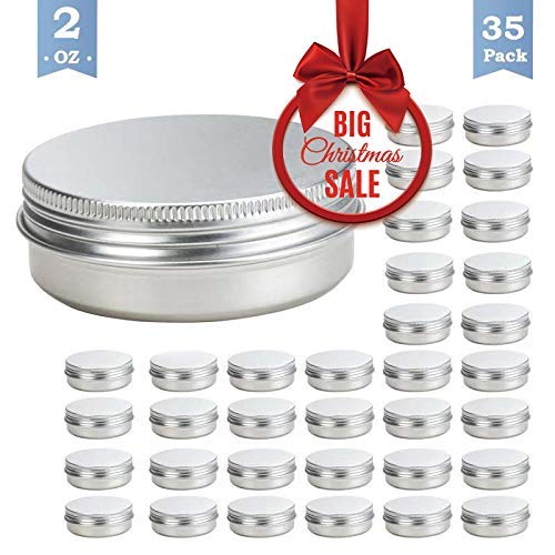 Product Cover 35 Set 2 Oz Tins Aluminum Tins Cans Screw Top Round Steel tins Cans with Screw Lid Screw Lid Containers