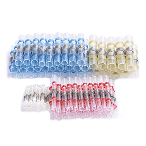 Product Cover Shrink tube,50 pcs Solder Seal Wire Connectors Heat Shrink Butt Connectors Wire Connector Kit Electrical Waterproof Marine Automotive (Solder 50)