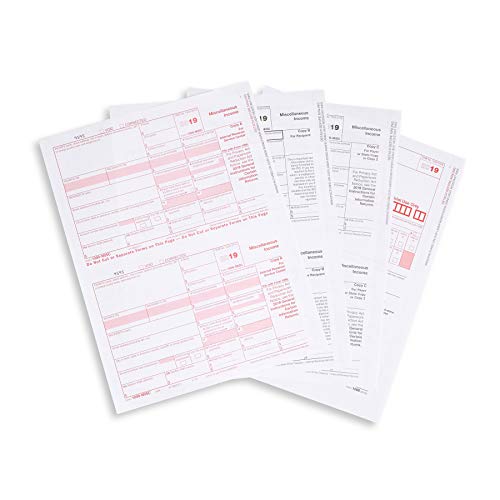 Product Cover 1099 MISC Forms 2019, 5 Part Tax Forms Kit, 50 Vendor Kit of Laser Forms Designed for QuickBooks and Accounting Software