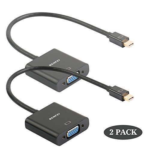 Product Cover Mini DisplayPort to VGA 2 Pack, Benfei Mini DP Display Port to VGA (Thunderbolt Compatible) Male to Female Adapter for ThinkPad SurfacePro PC