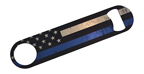 Product Cover Thin Blue Line Police Officer Speed Bottle Opener Heavy Duty Gift Law Enforcement Blue Lives Matter Flag