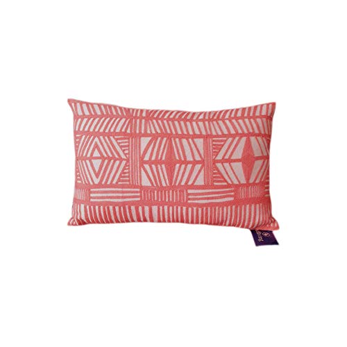 Product Cover Aitliving Accent Pillowcase Decorative Tribal Design Lumbar Pillow Cover Throw Pillow Sham Bolero Geometric Boho Embroidered Cotton Canvas 1pc Coral Red 12x20inch 30x50cm