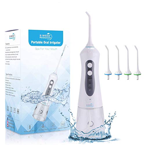 Product Cover Cordless Water Flosser Teeth Cleaner The [2019] Best Water Flosser Pik, New Model, Professional Dental Water Jet BY (B. WEISS) Cordless Dental Oral Irrigator with 3 Modes For Travel, Braces & Bridges
