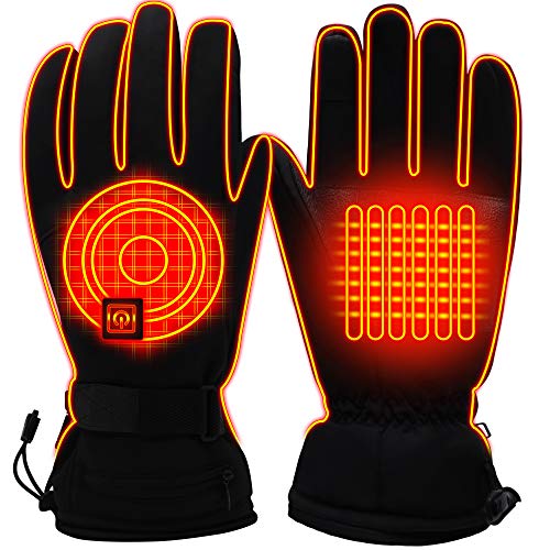 Product Cover Men Women Winter Rechargeable Battery Heated Gloves Electric Heat Gloves Kit,Sports Outdoor Thermal Insulate Gloves,Touchscreen Climb Hiking Skiing Hunting Handwarmer (L, 3.7/3200mAh li-po Battery)