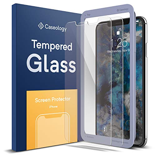 Product Cover Caseology for iPhone Xs Max Screen Protector [Tempered Glass with Guide Frame] - Easy Installation Scratch Resistant Screen Protector for iPhone Xs Max 6.5 (2018) - 2 Pack