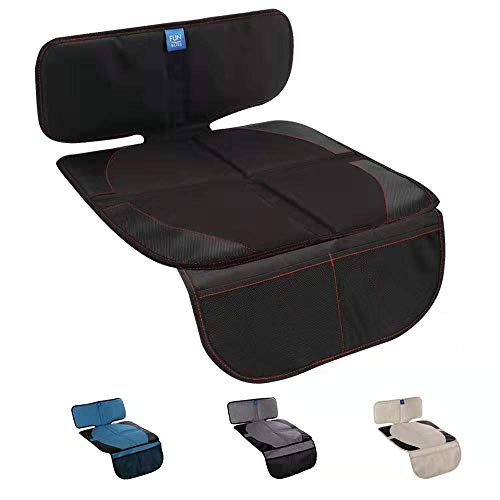 Product Cover Funbliss Car Seat Protector for Baby Child Car Seats - Auto Seat Cover Mat for Under Carseat with Thickest Padding to Protect Leather Fabric Upholstery