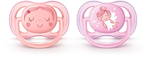 Product Cover Philips Avent Ultra Air Pacifier, 0-6 months, contemporary decos, pink/peach, 2 pack, SCF345/20
