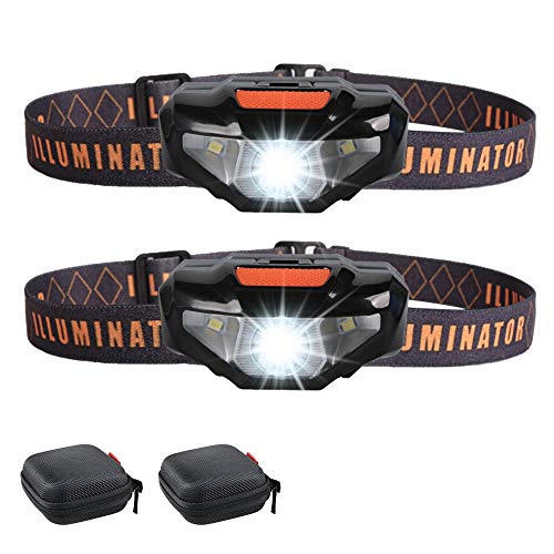 Product Cover 2 LED Headlamps Flashlights with Portable Cases,COSOOS Bright Running Headlamp,Waterproof Head Lamps,Small Headlights for Adults,Kids,Runner,Camping,Night Jogging,Reading,Only 1.6oz/48g(NO AA Battery)
