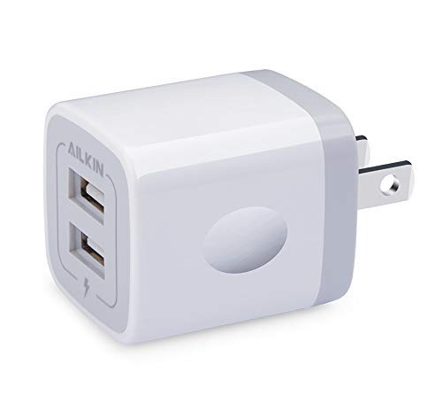 Product Cover USB Wall Charger, Charger Block, Ailkin 2.1A Multiport Fast Charge Power Brick Cube for iPad, iPhone, iPod, Samsung Galaxy, Huawei, HTC, LG, Nokia or Other Cell Phone Smart Devices
