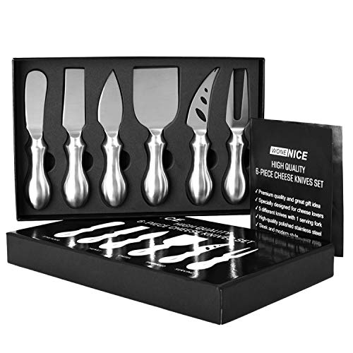 Product Cover WoneNice Premium 6-Piece Cheese Knives Set - Complete Stainless Steel Cheese Knife Collection, Gifts for Christmas, Birthday/Parties, Wedding/Anniversary and Thanksgiving Day