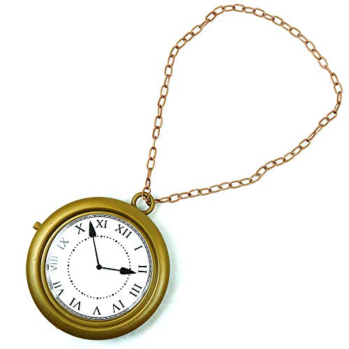Product Cover Skeleteen Jumbo Gold Clock Necklace - White Rabbit Clock, Hip Hop Rapper Clock - 1 Piece