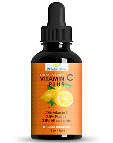 Product Cover Pure Vitamin C- Plus Serum for Face - Highest Professional Grade w/L Ascorbic Acid, Retinol, Hyaluronic Acid, Argan Oil, Niacinamide - Best Natural Facial Serum For Anti Aging, Anti Wrinkle - 1 FL OZ