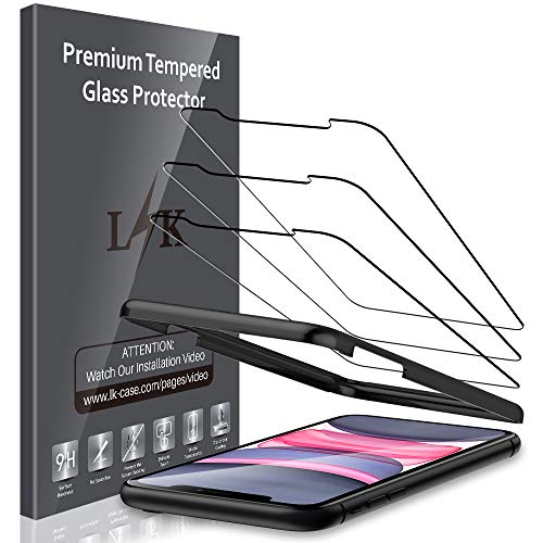 Product Cover LK [3 Pack] Screen Protector for iPhone XR and iPhone 11 6.1'' Tempered Glass Film (Alignment Frame Easy Installation) HD Clarity, Bubble Free, Anti Scratch, Case Friendly