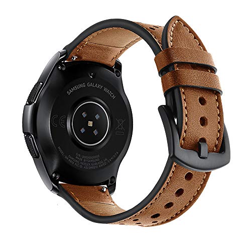 Product Cover OXWALLEN Quick Release Leather Soft Strap, 22mm Watch Band fit Samsung Galaxy Watch 46mm, Gear S3 Classic/Frontier, Fossil Men's Gen 5/4/ 3, Some Devices of Pebble,LG,ASUS, Vivoactive 4 -Brown