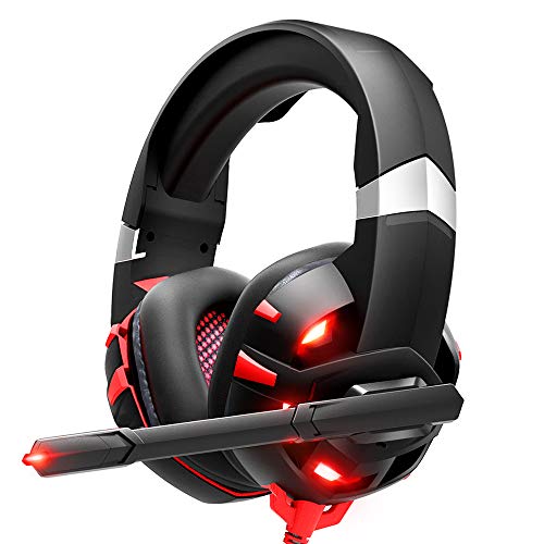 Product Cover RUNMUS Gaming Headset Xbox One Headset with 7.1 Surround Sound Stereo, PS4 Headset with Noise Canceling Mic & LED Light, Compatible with PC, PS4, Xbox One Controller(Adapter Not Included)